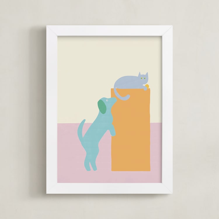 "Friend or Foe" - Art Print in Pastel Party by Inkblot Design - Framed
