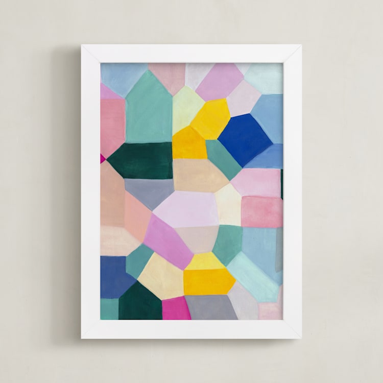 "Safe as houses" - Art Print in peach by raven erebus - Framed