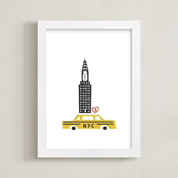 "NYC" - Art Print in New York Taxi Cab by Nazia Hyder - Framed