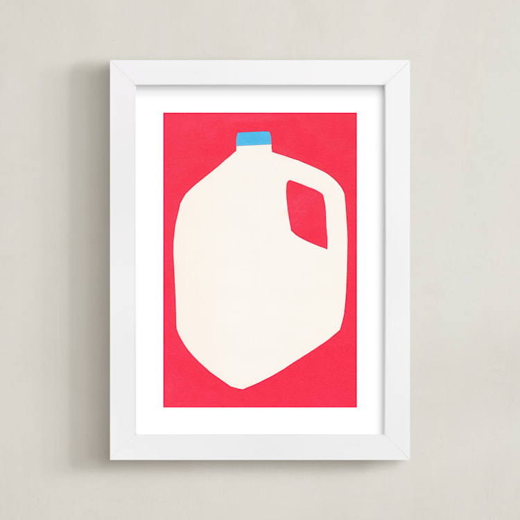 "Two Percent Milk" - Art Print in Cherry by Elliot Stokes - Framed
