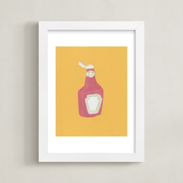 "Ketchup" - Art Print in Mustard Yellow by Elliot Stokes - Framed