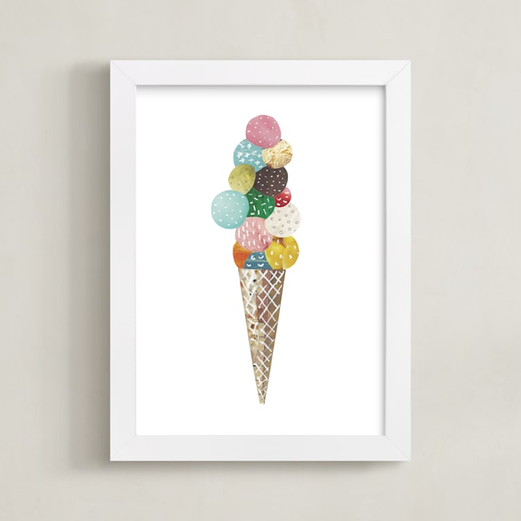 "Ice Cream" - Art Print in Pink by Aiko Poole - Framed