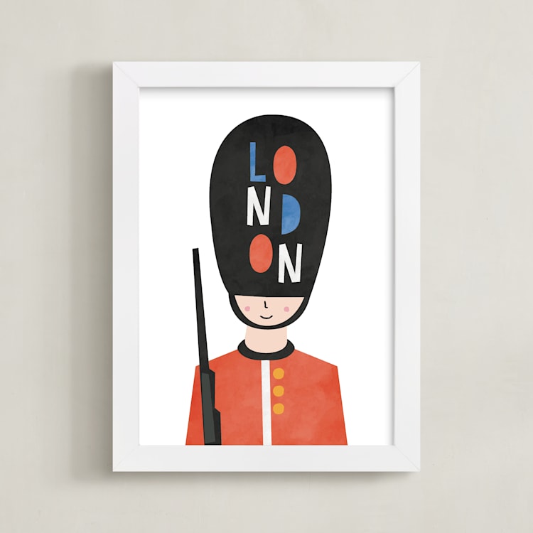 "Royal Guard" - Art Print in Royal Red by Nazia Hyder - Framed