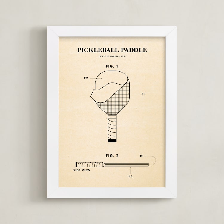 "Pickleball Posters 2" - Art Print in Backhand Black by Jayne Alfieri - Framed