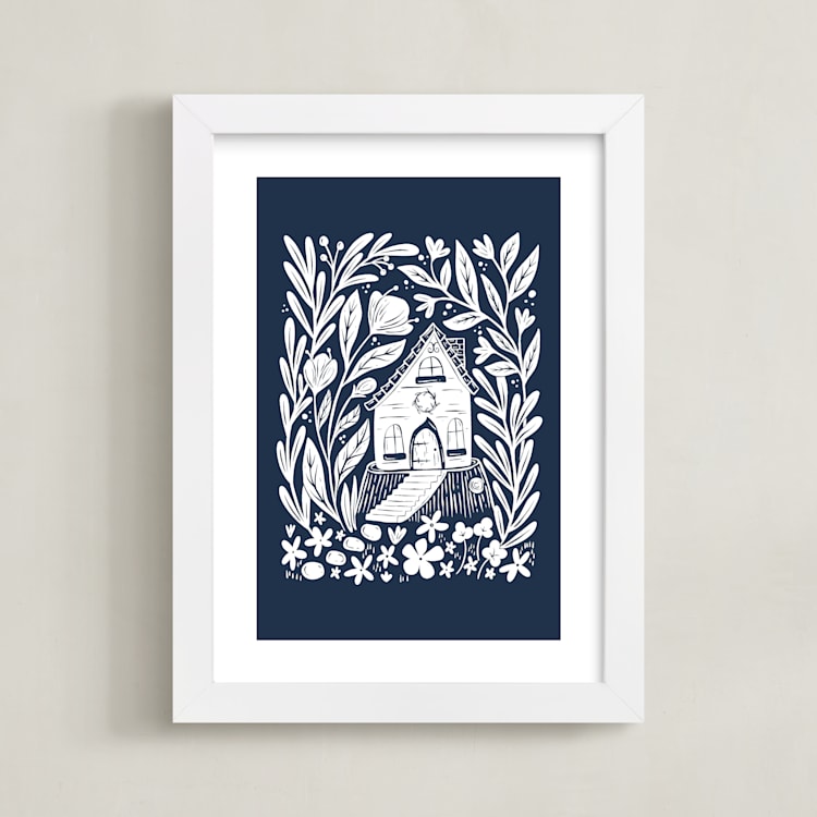 "Fairy House" - Art Print in Midnight by Kristen Knechtel - Framed