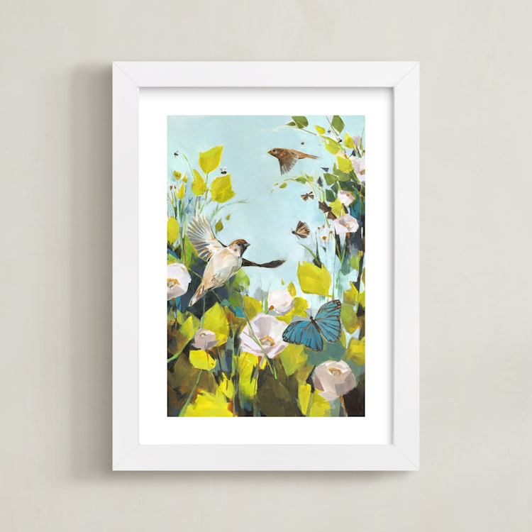 "Fly" - Art Print in sky by Jess Franks - Framed