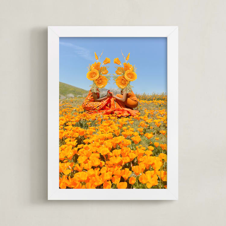 "Poppy Sisters" - Art Print in Poppy by Theresa Bear - Framed