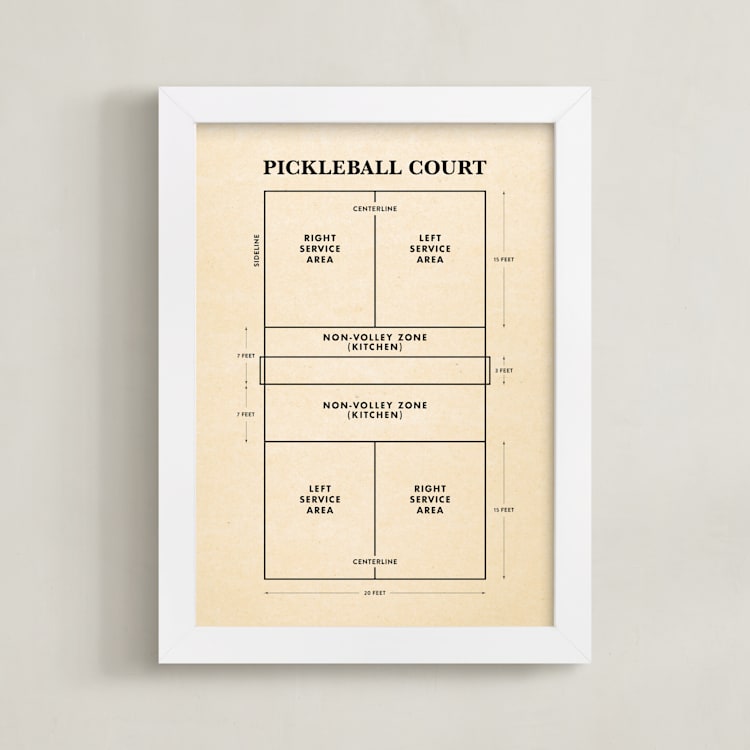 "Pickleball Posters 1" - Art Print in Backhand Black by Jayne Alfieri - Framed