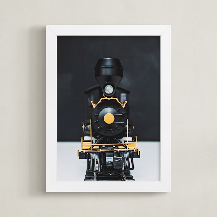 "All Aboard!" - Art Print in railway black by Alicia Abla - Framed