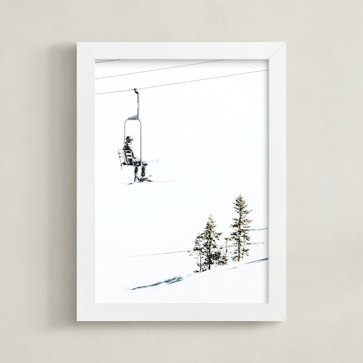 "skier" - Art Print in freestyle blue by Alicia Abla - Framed