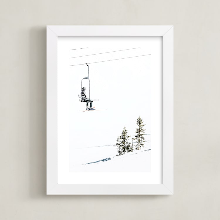 "skier" - Art Print in freestyle blue by Alicia Abla - Framed