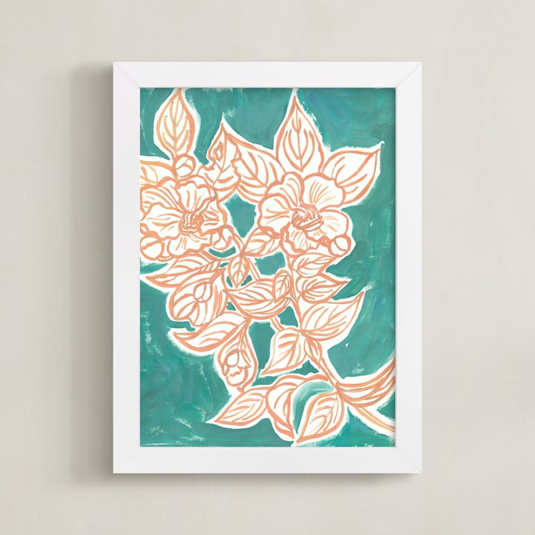 "Lush Botanical Gallery III" - Art Print in Eucaptulus Green by Lise Gulassa - Framed