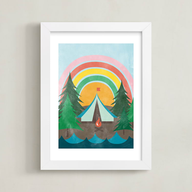 "Camp Rainbow" - Art Print in sky by Shirley Lin Schneider - Framed