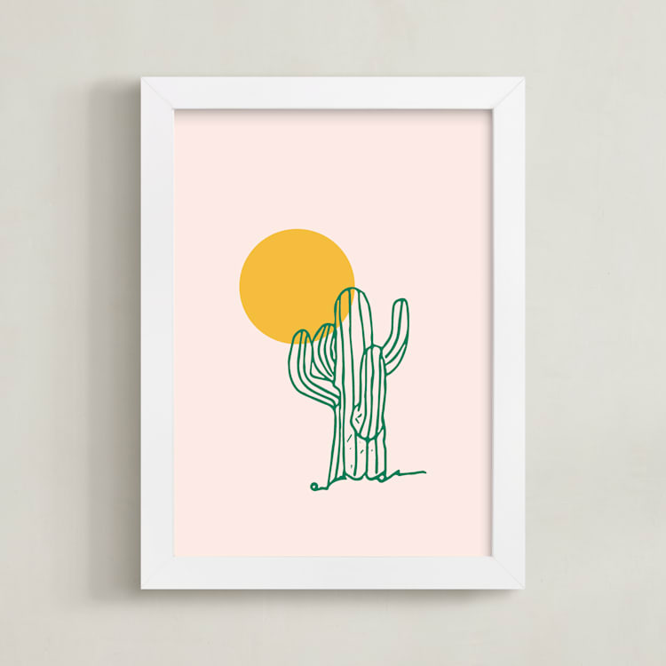 "Saguaro I" - Art Print in Blush by Erika Firm - Framed