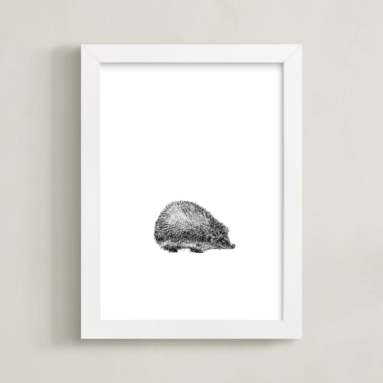 "pétit hérisson" - Art Print in Black by IMG_101 - Framed