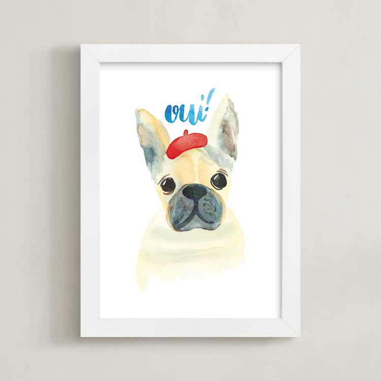 "Frenchie Pour Vous" - Art Print in Fawn by Pink House Press - Framed