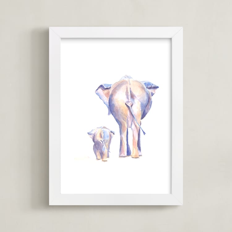 "Big and Little 3" - Art Print in cool beige by Stacey Brod - Framed