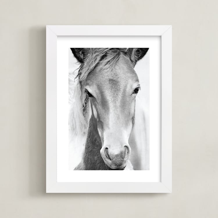 "Wild and free." - Art Print in Charcoal by Dawn Smith - Framed