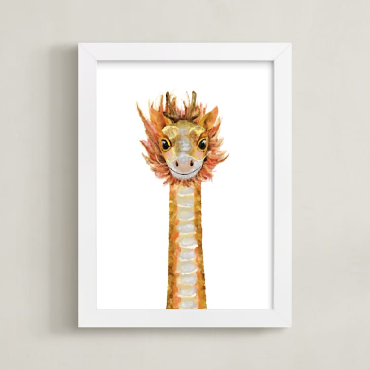 "Baby Animal Dragon" - Art Print in Golden Sun by Cass Loh - Framed