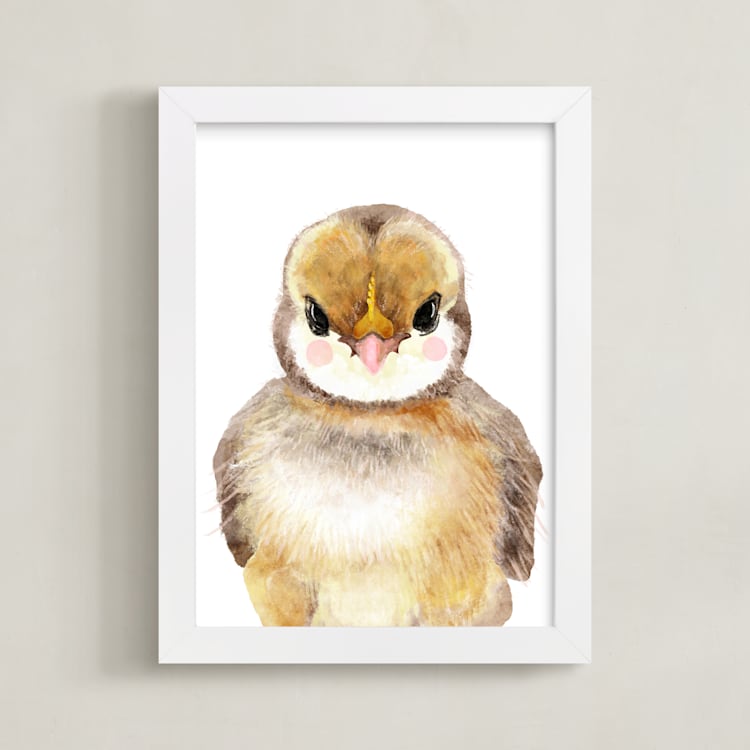 "Baby Animal Rooster" - Art Print in Morning Sunlight by Cass Loh - Framed