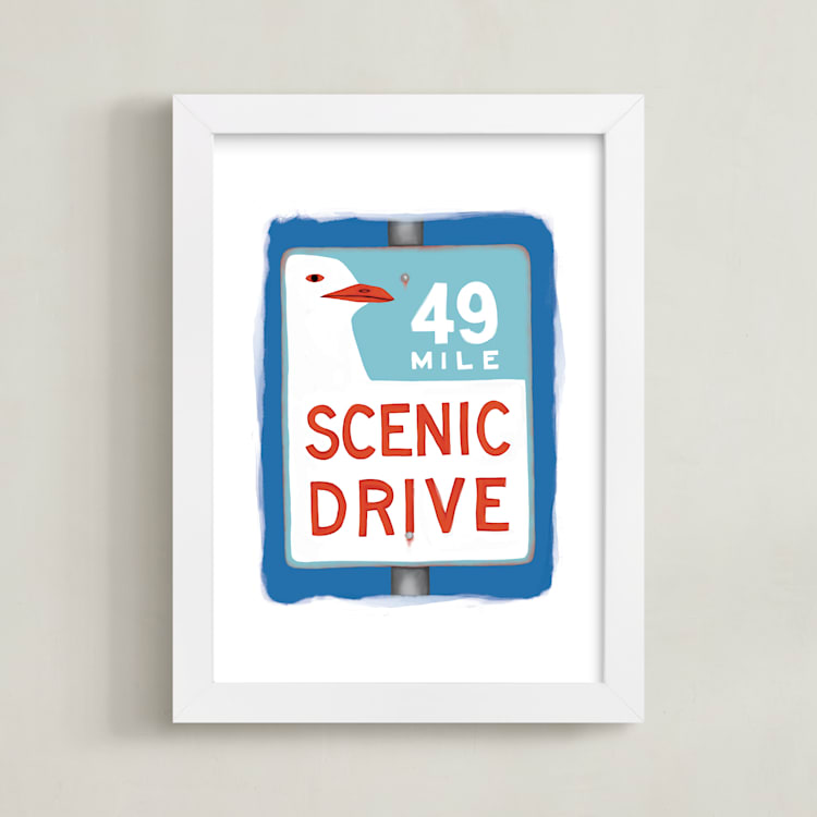 "Scenic Drive" - Art Print in Sky by Kerry Doyle - Framed