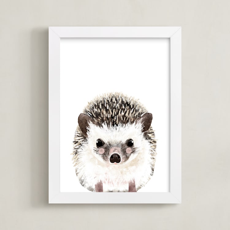 "Baby Hedgehog" - Art Print in coco by Cass Loh - Framed