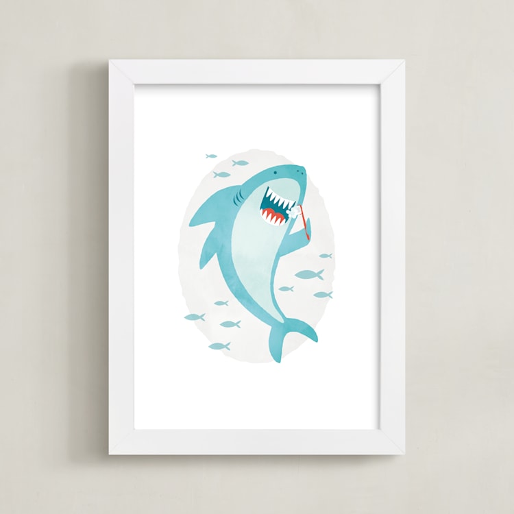 "great white teeth" - Art Print in Ocean by Susan Asbill - Framed