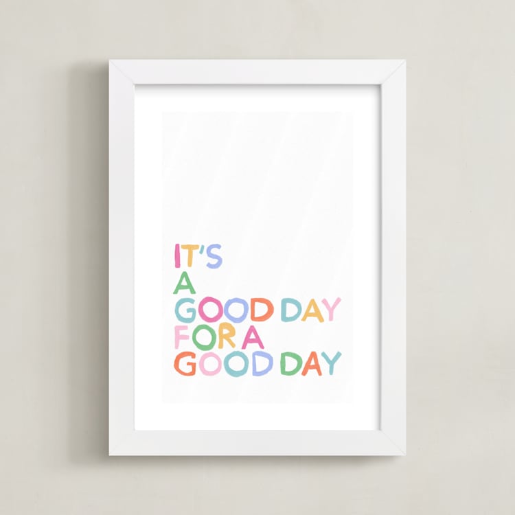 "Good Day Vibes" - Art Print in Candy by Inkblot Design - Framed