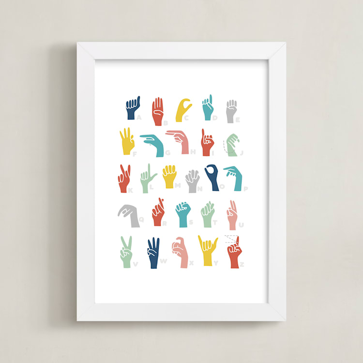 "American Sign Language ABCs" - Art Print in Rainbow by Jessie Steury - Framed