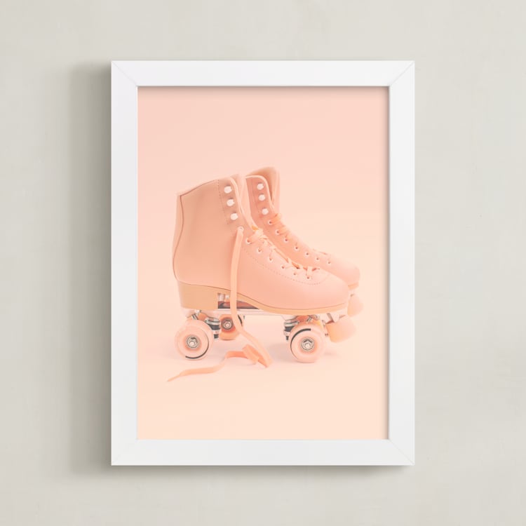 "peace love & rollerskates" - Art Print in Pirouette Pink by Alicia Abla - Framed