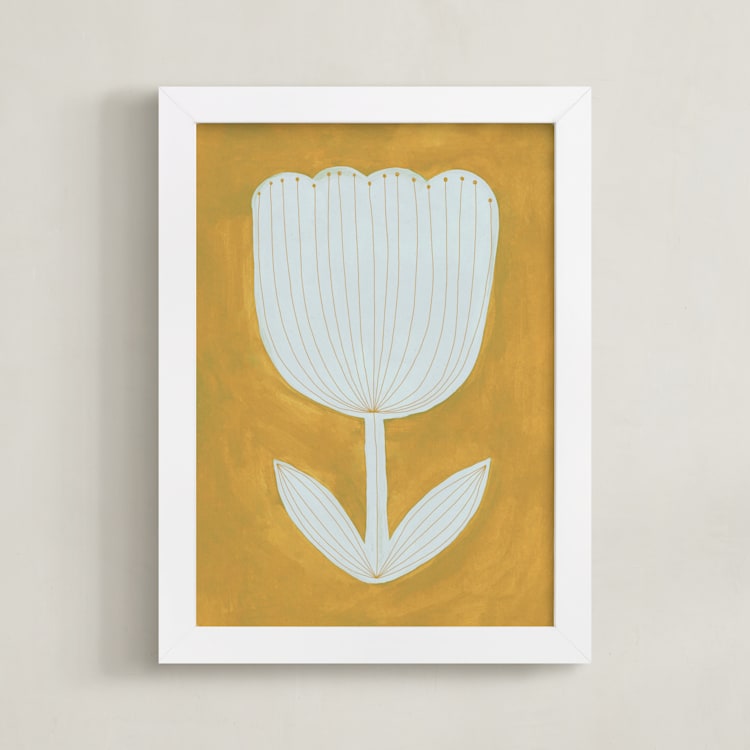 "Enchanted Tulip" - Art Print in Sun Yellow by Alisa Galitsyna - Framed