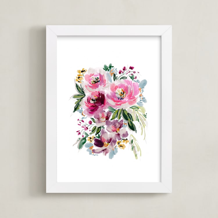 "Ella Bloom" - Art Print in Peonies by Britt Mills - Framed