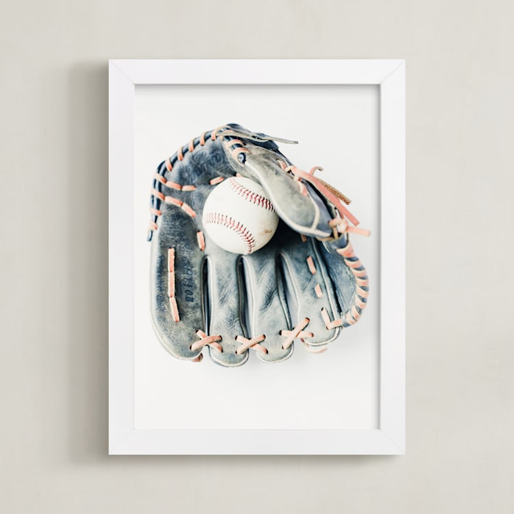 "Baseball 1" - Art Print in Leather by Helen Makadia - Framed