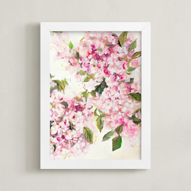 "Enchanted Garden 3" - Art Print in Floral Pink by Arohika Verma - Framed