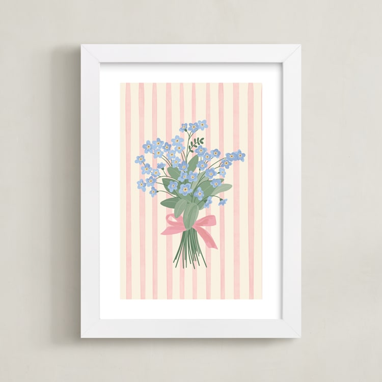 "Forget Me Not" - Art Print in Rose by Joanna Rosado - Framed