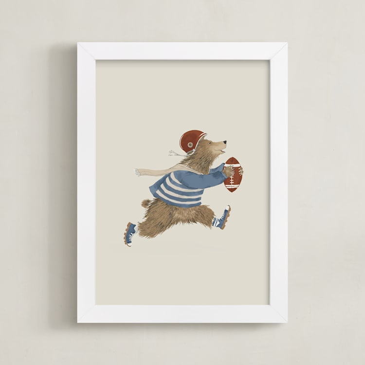 "Animal All-Stars 1" - Art Print in Dusty Beige by Malunio - Framed