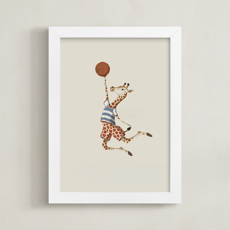 "Animal All-Stars 2" - Art Print in Dusty Beige by Malunio - Framed