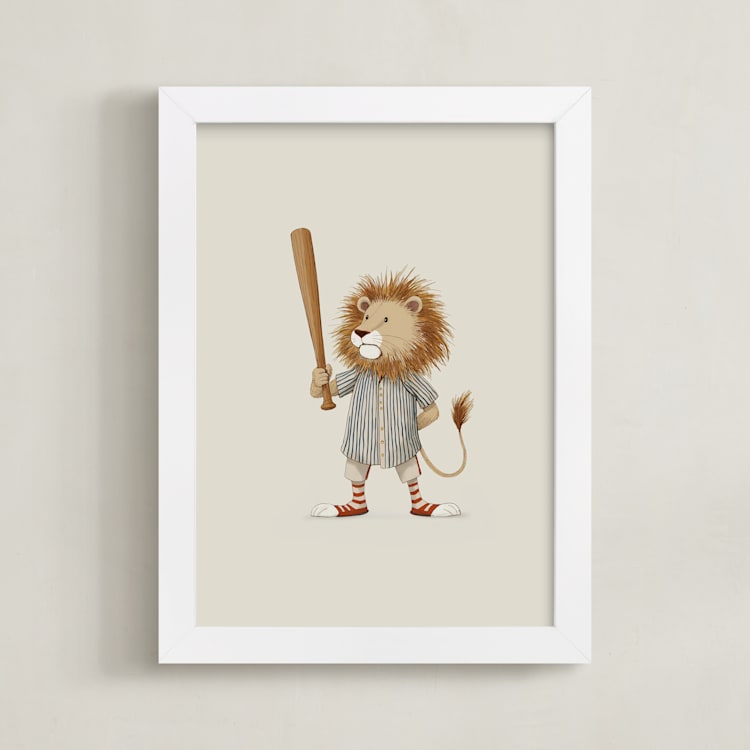 "Animal All-Stars 4" - Art Print in Dusty Beige by Malunio - Framed