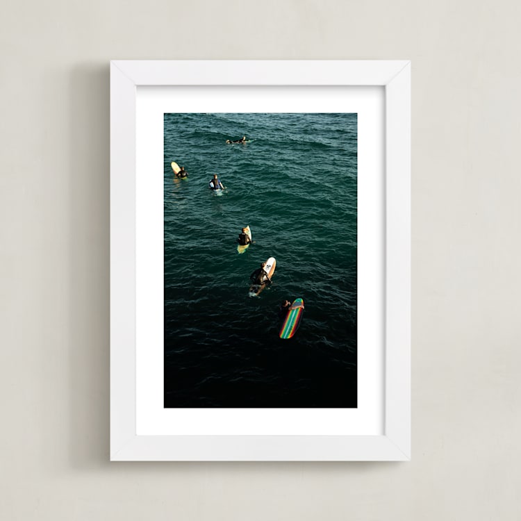 "Surf Social" - Art Print in Ocean by Shannon Howard - Framed