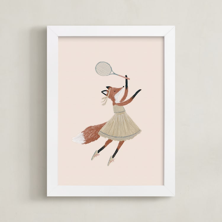 "Animal All-Stars 5" - Art Print in Dusty Beige by Malunio - Framed