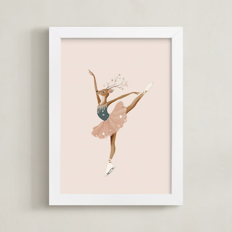 "Animal All-Stars 7" - Art Print in Dusty Beige by Malunio - Framed