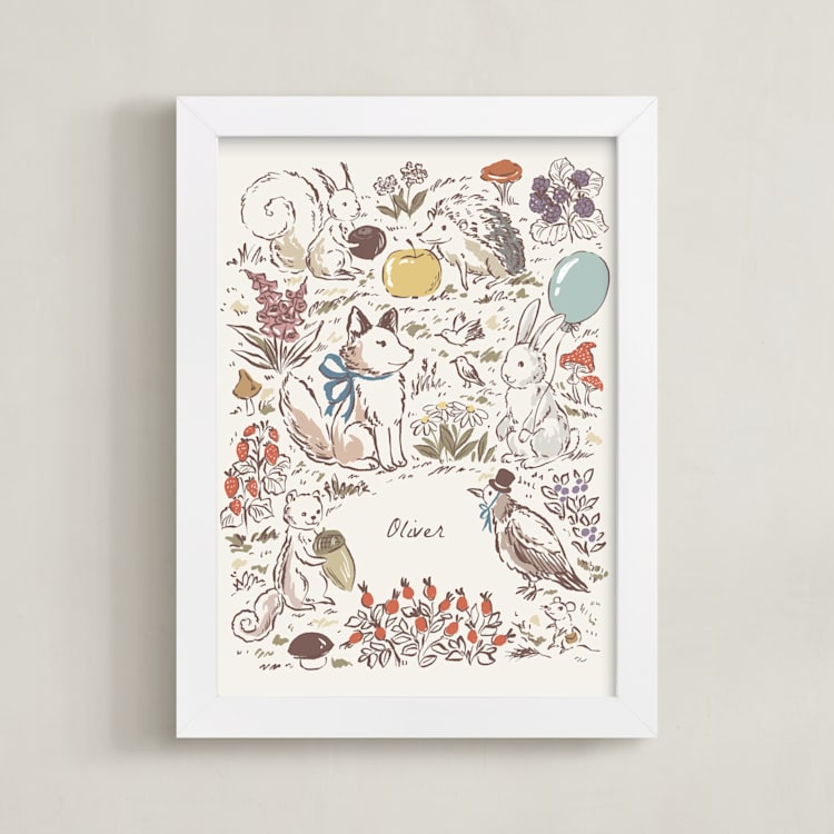 "The Forest Story" - Personalized Art Print in Ivory by Hanna Symonovych - Framed