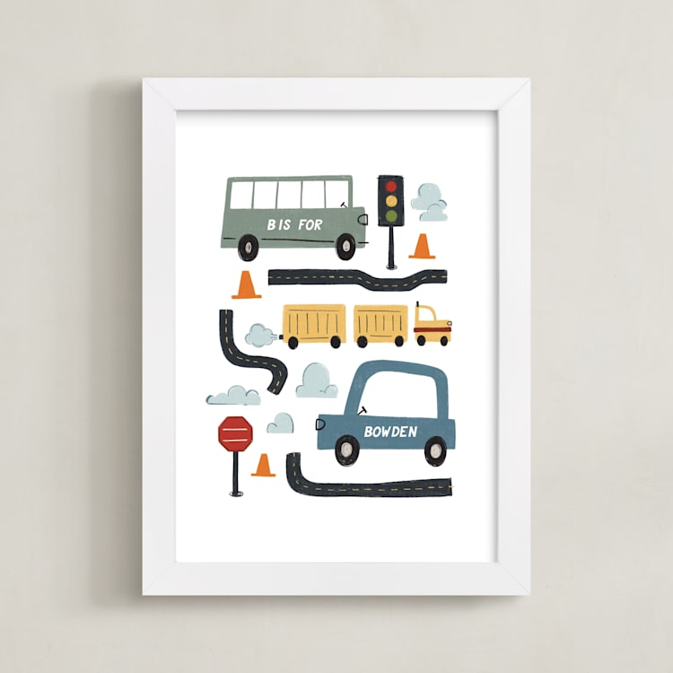 "Traffic" - Personalized Art Print in Asphalt by JeAnna Casper - Framed