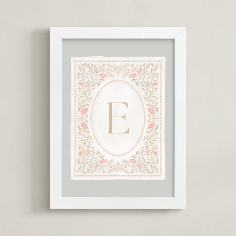 "Modern Monogram" - Personalized Art Print in Sage by Kristen Smith - Framed