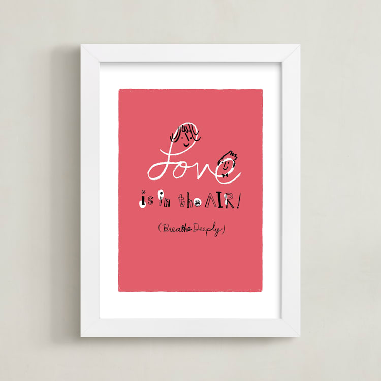 "Love is in the Air!" - Art Print in Amaranth by ERAY - Framed
