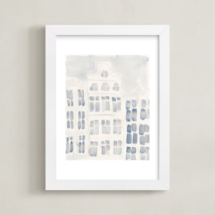 "skyscraper" - Art Print in White by Susanne Kasielke - Framed