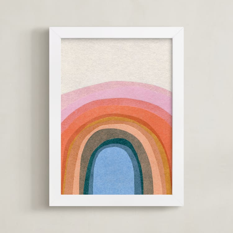 "Rainbow Hill" - Art Print in Rainbow by Carrie Moradi - Framed