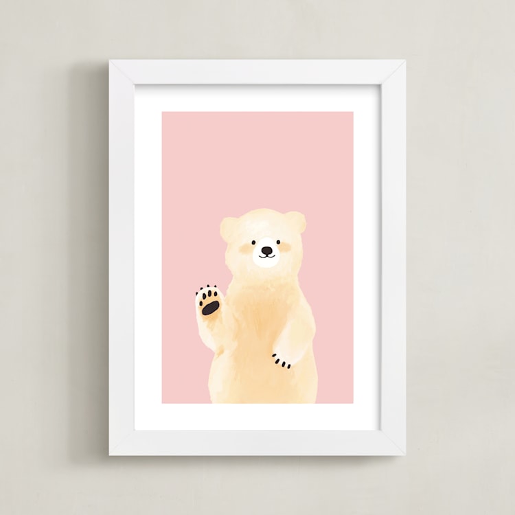 "So Beary Sweet" - Art Print in Bubblegum by Mollie Bohannon - Framed