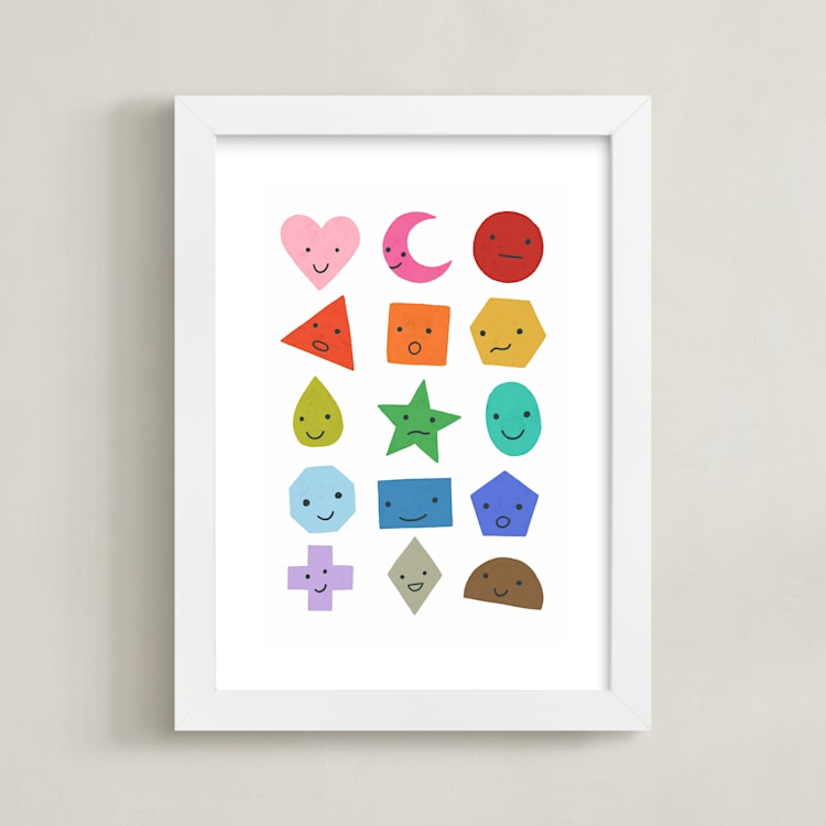"Rainbow Shapes" - Art Print in Rainbow by Kelly Watkins - Framed