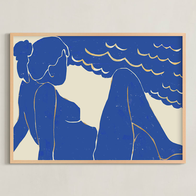 "Beach Day" - Art Print in Seaside Reverie by Roochita Chachra - Framed
